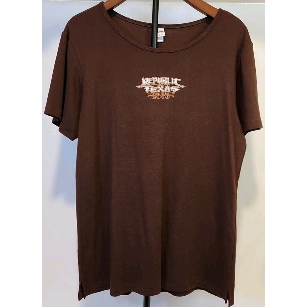 REPUBLIC OF TEXAS ROT BIKER RALLY 2008 Womens Brown XL t-shirt Austin